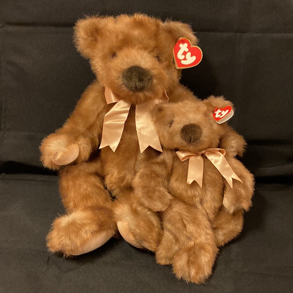 Adorable Ty Ginger large and baby plush bears duo
